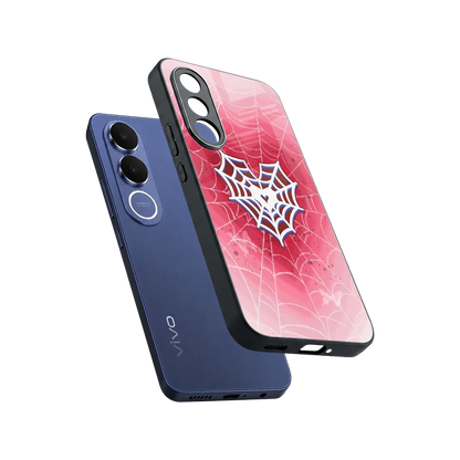 Y2K Hearts X Web sleek vivo v70 fe cover with tempered glass back and TPU edges