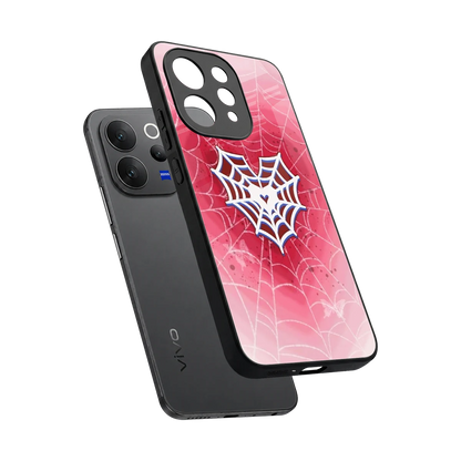 Y2K Hearts X Web sleek vivo v70 cover with tempered glass back and TPU edges