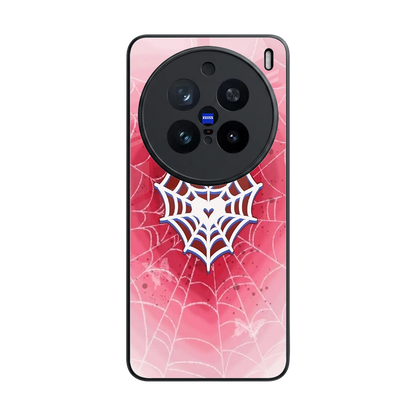 Y2K Hearts X Web back phone cover | glass case for vivo x200 pro