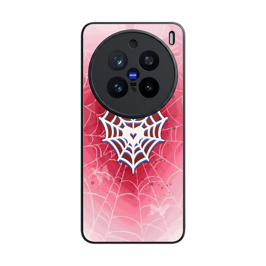 Y2K Hearts X Web back phone cover | glass case for vivo x200 pro