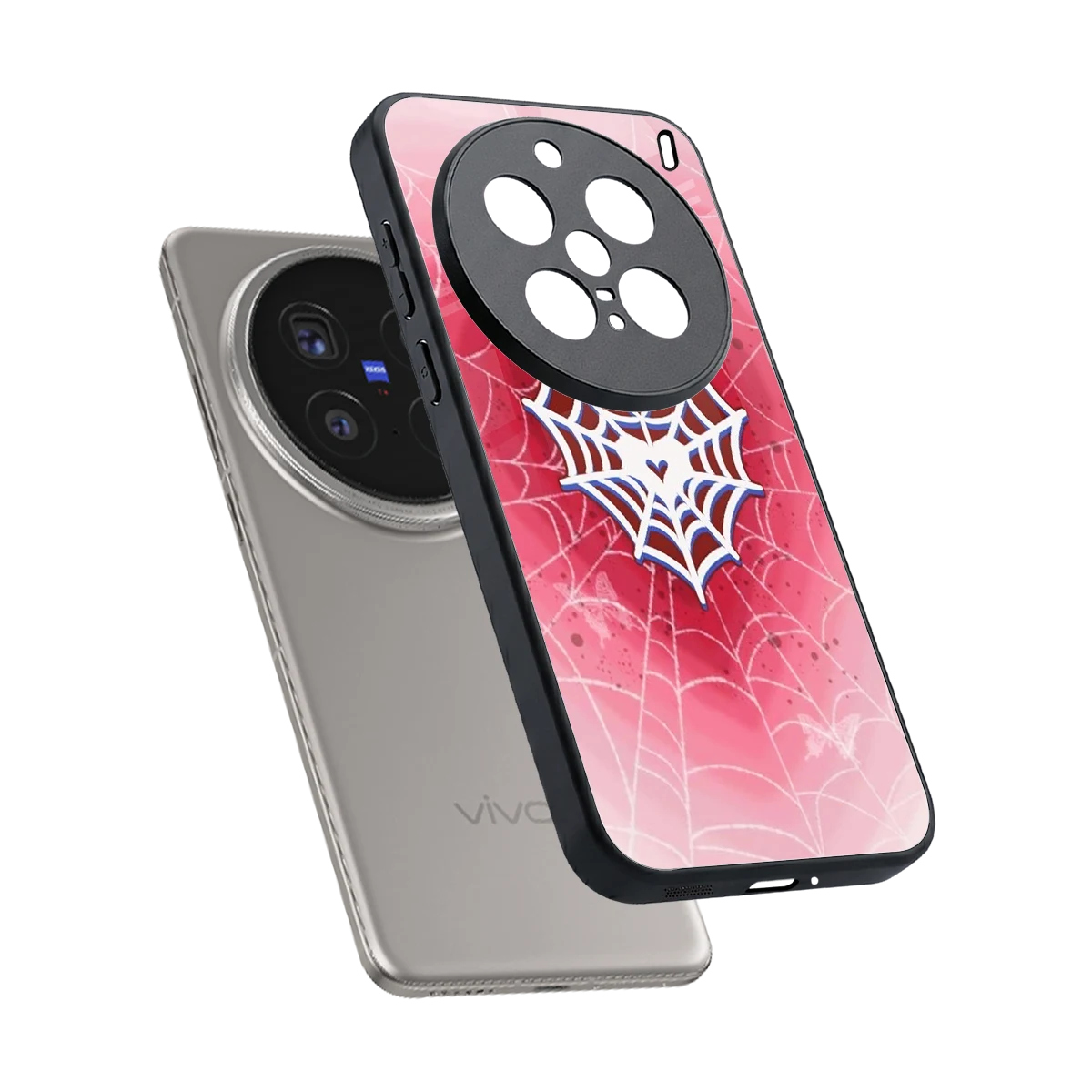 Y2K Hearts X Web sleek vivo x200 pro cover with tempered glass back and TPU edges