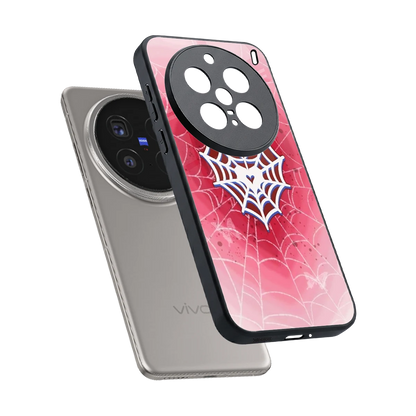 Y2K Hearts X Web sleek vivo x200 pro cover with tempered glass back and TPU edges