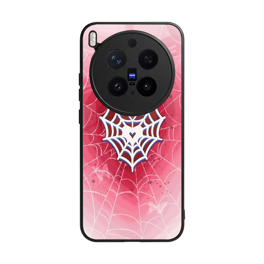 Y2K Hearts X Web back phone cover | glass case for vivo x300 pro