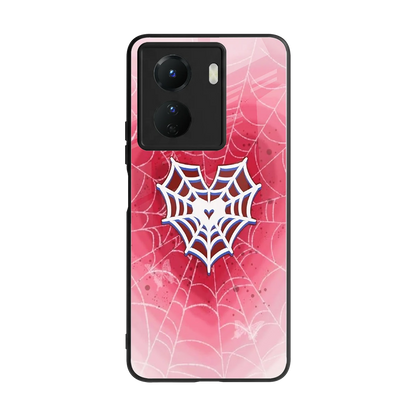 Y2K Hearts X Web back phone cover | glass case for vivo y16