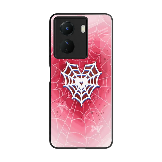 Y2K Hearts X Web back phone cover | glass case for vivo y16