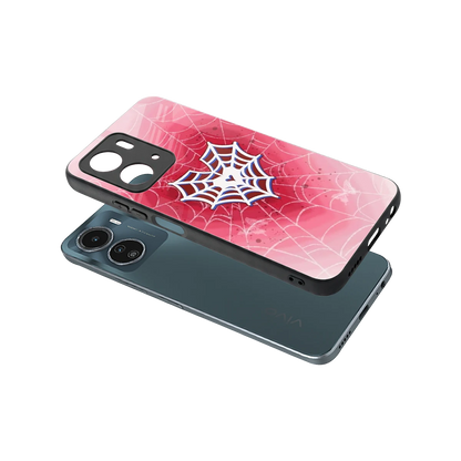 Y2K Hearts X Web sleek vivo y16 cover with tempered glass back and TPU edges