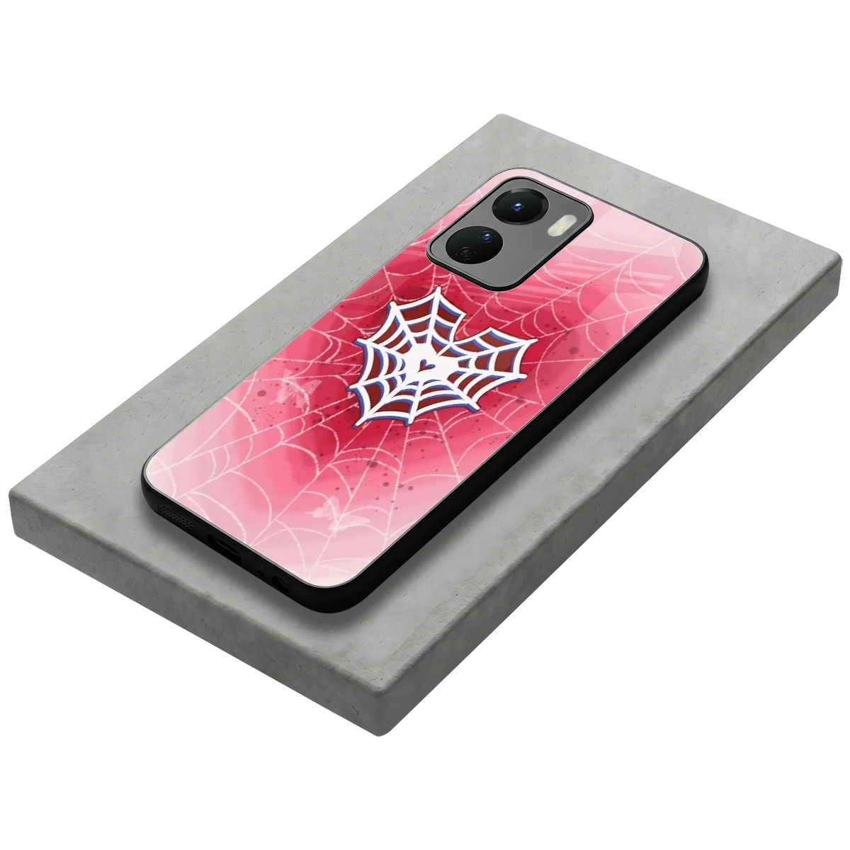 Y2K Hearts X Web stylish phone case for vivo y16 | glossy glass and slim fit