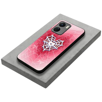 Y2K Hearts X Web stylish phone case for vivo y16 | glossy glass and slim fit