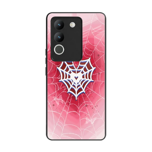 Y2K Hearts X Web back phone cover | glass case for vivo y200 5g