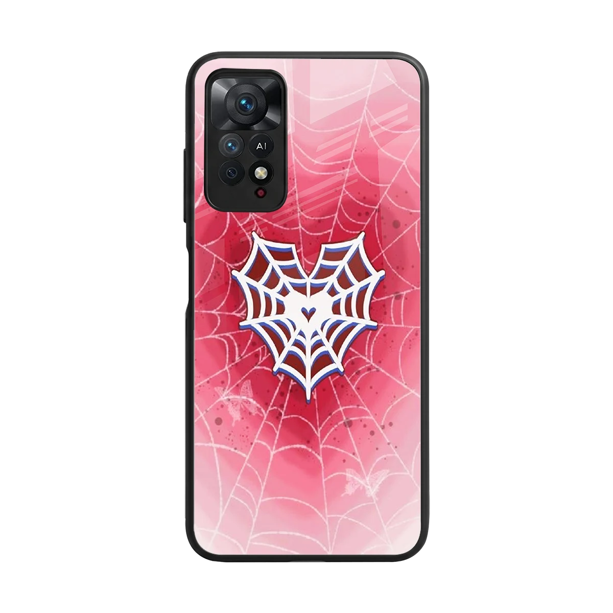 Y2K Hearts X Web back phone cover | glass case for redmi note 11 pro