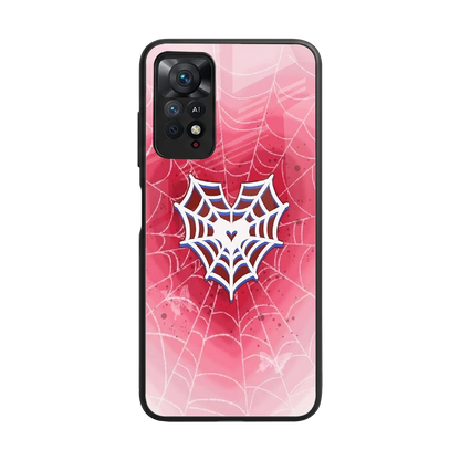 Y2K Hearts X Web back phone cover | glass case for redmi note 11 pro