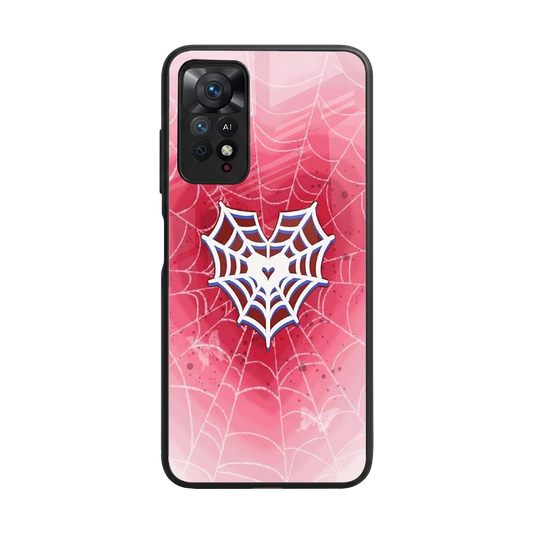 Y2K Hearts X Web back phone cover | glass case for redmi note 11 pro