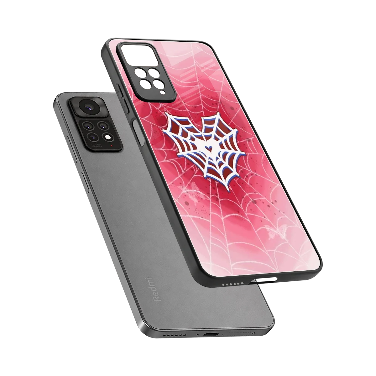 Y2K Hearts X Web sleek redmi note 11 pro cover with tempered glass back and TPU edges