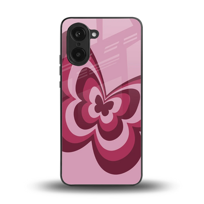 Y2K Magenta Butterfly back phone cover | glass case for oneplus nord ce5 5g