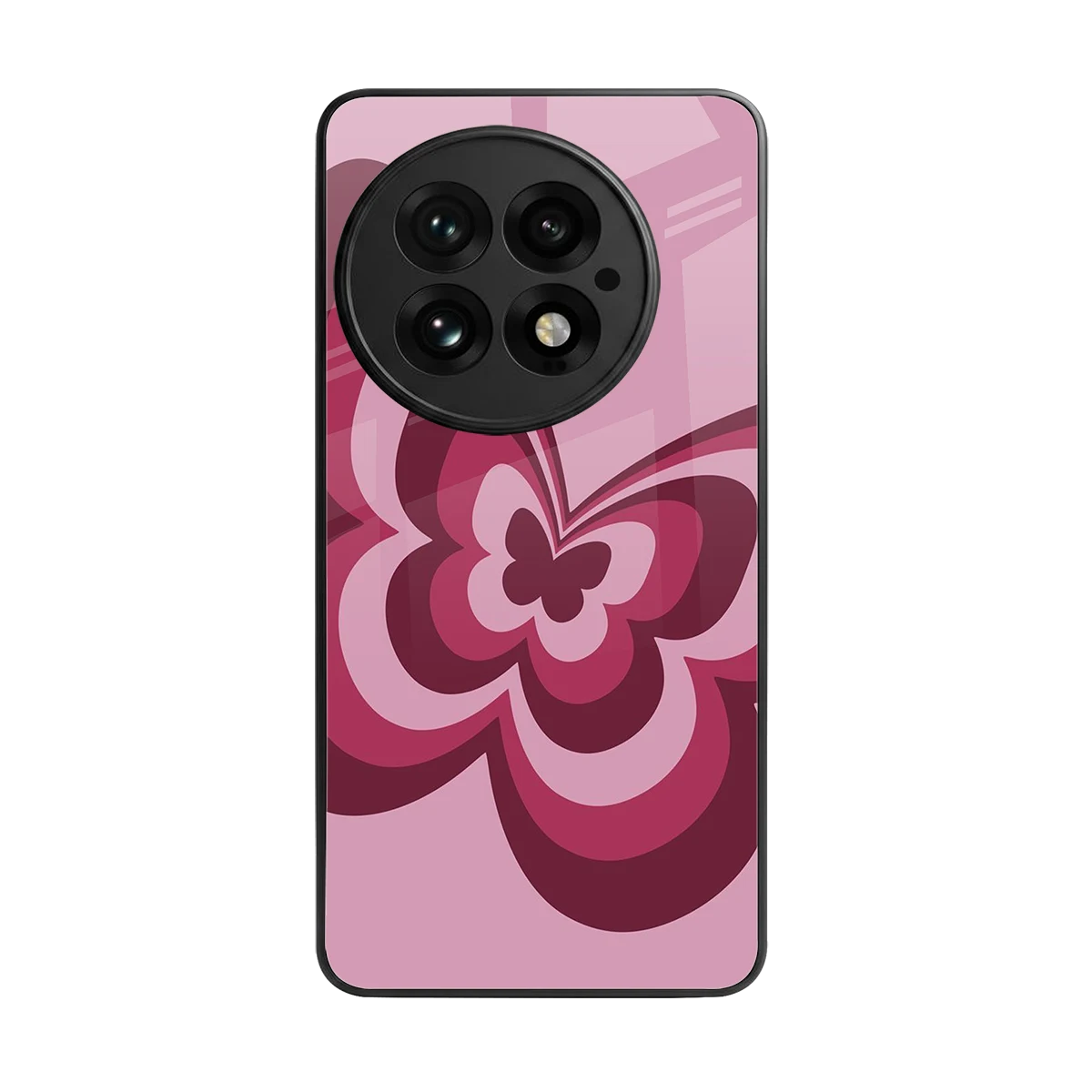 Y2K Magenta Butterfly back phone cover | glass case for oneplus 13