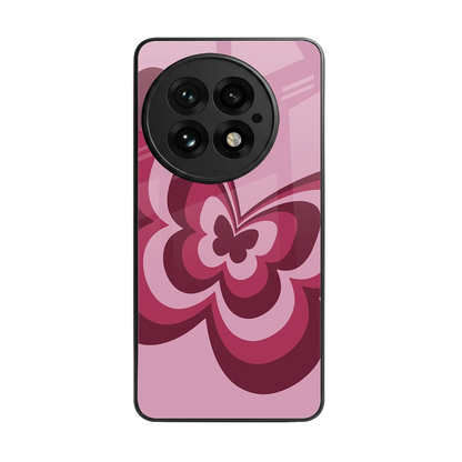 Y2K Magenta Butterfly back phone cover | glass case for oneplus 13