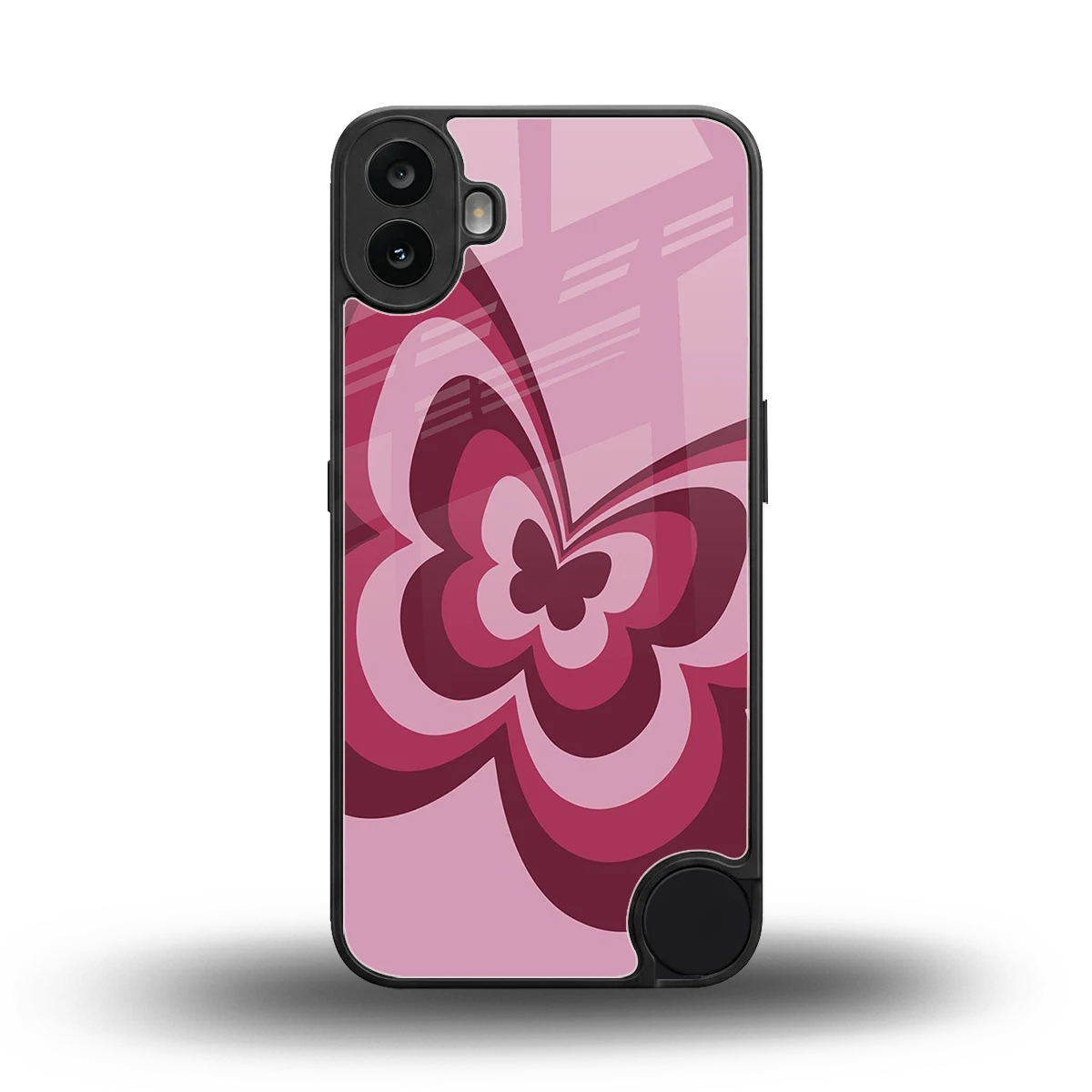 Y2K Magenta Butterfly back phone cover | glass case for cmf nothing phone 1