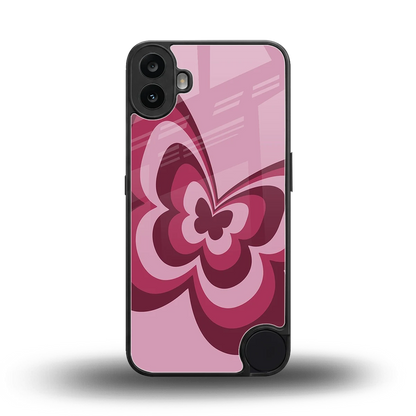 Y2K Magenta Butterfly back phone cover | glass case for cmf nothing phone 1