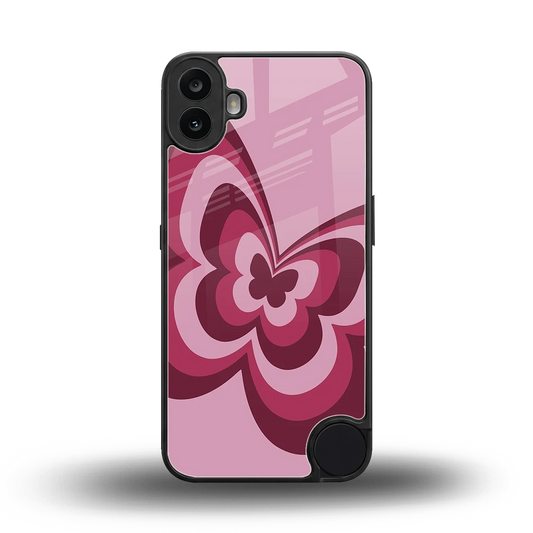 Y2K Magenta Butterfly back phone cover | glass case for cmf nothing phone 1