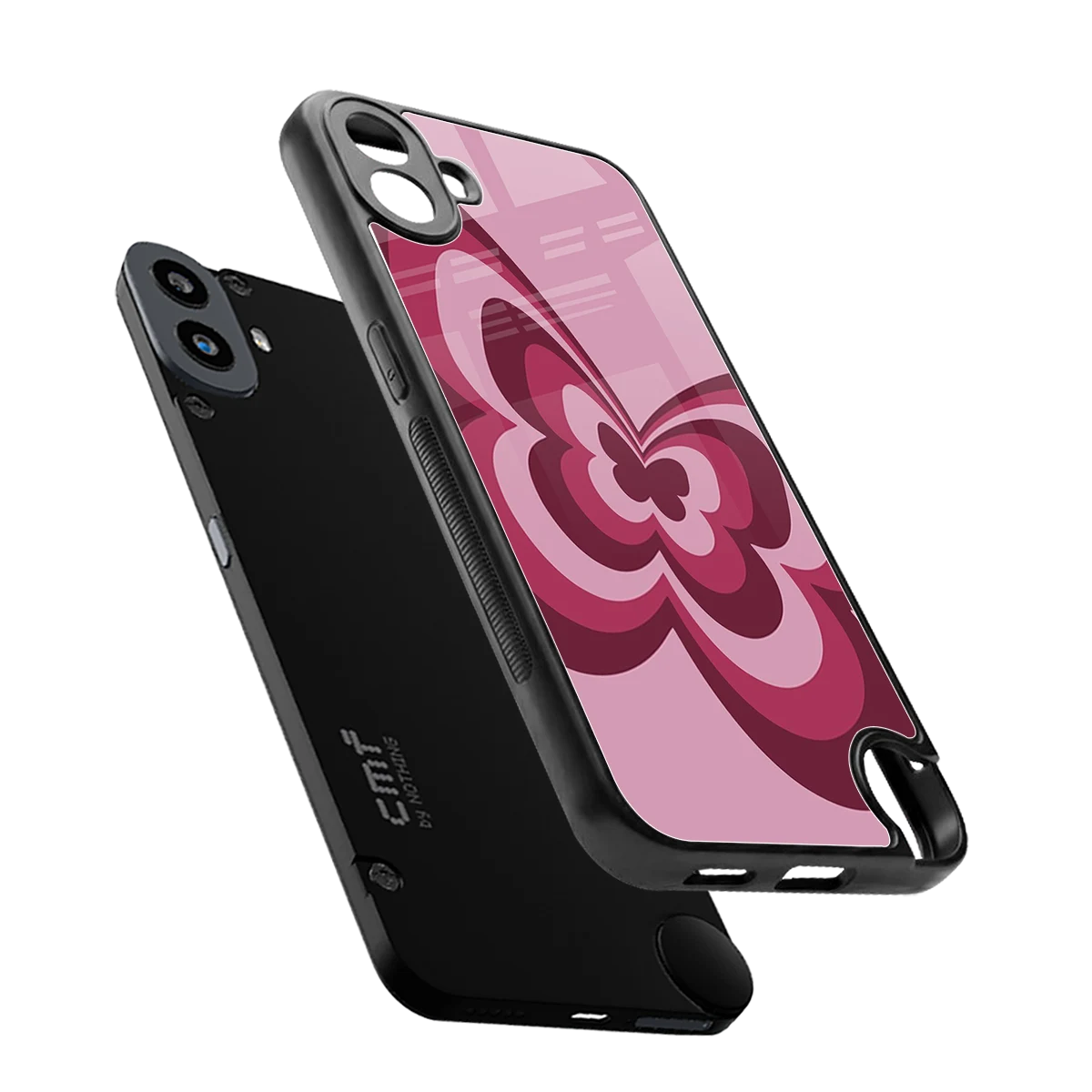 Y2K Magenta Butterfly sleek cmf nothing phone 1 cover with tempered glass back and TPU edges