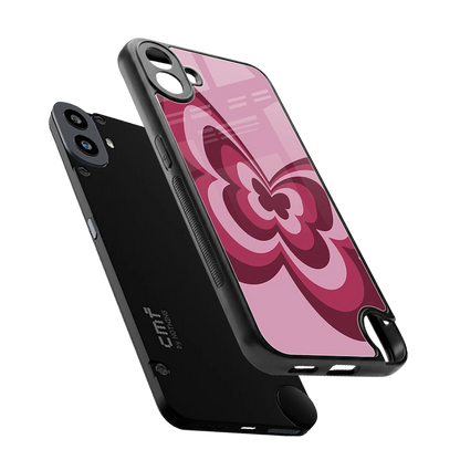 Y2K Magenta Butterfly sleek cmf nothing phone 1 cover with tempered glass back and TPU edges