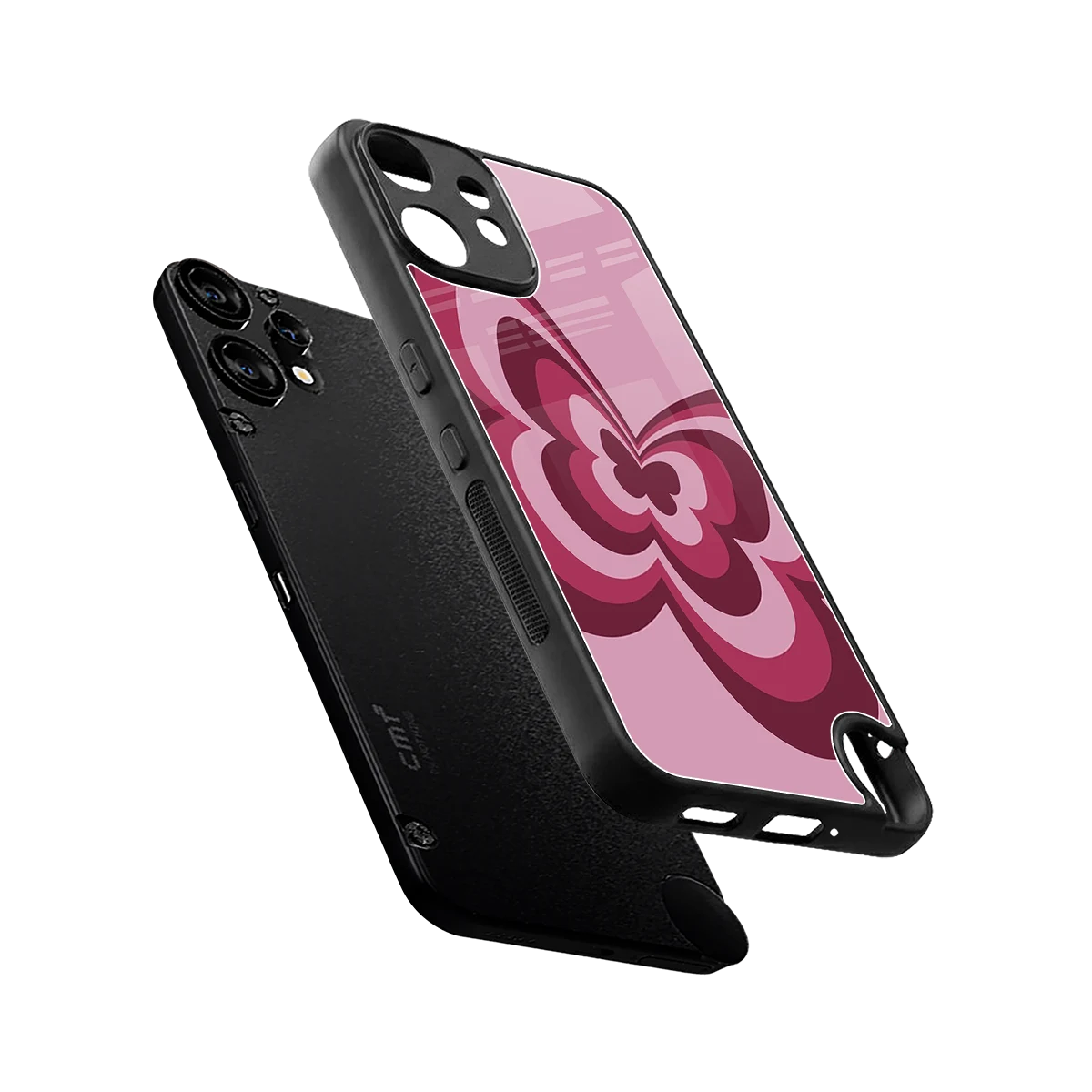 Y2K Magenta Butterfly sleek cmf nothing phone 2 pro cover with tempered glass back and TPU edges