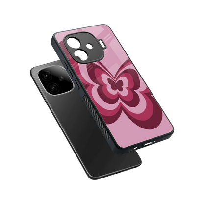 Y2K Magenta Butterfly sleek iqoo neo 10r 5g cover with tempered glass back and TPU edges