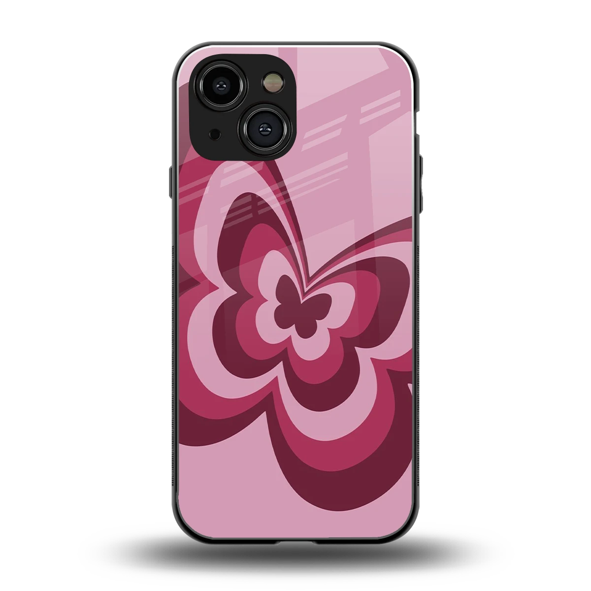 Y2K Magenta Butterfly back phone cover | glass case for iphone 13 mini
