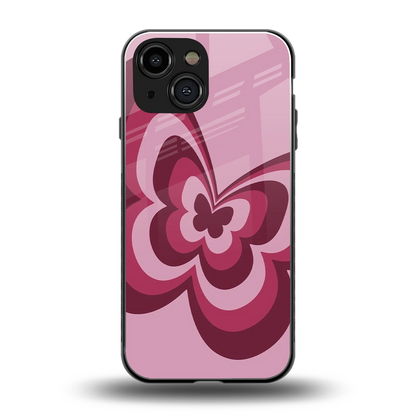 Y2K Magenta Butterfly back phone cover | glass case for iphone 13 mini