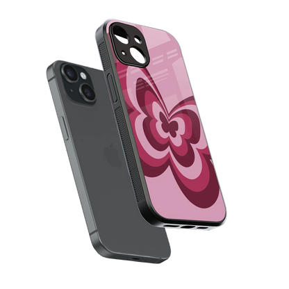 Y2K Magenta Butterfly sleek iphone 13 cover with tempered glass back and TPU edges