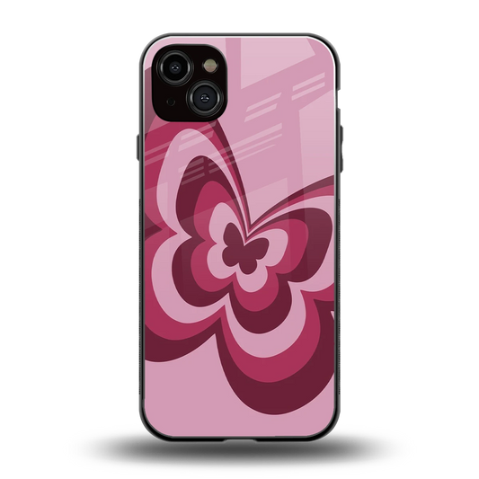 Y2K Magenta Butterfly back phone cover | glass case for iphone 14 plus