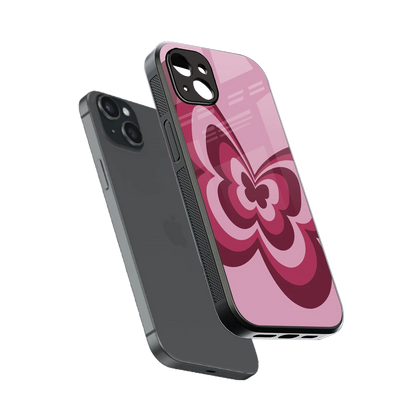 Y2K Magenta Butterfly sleek iphone 14 plus cover with tempered glass back and TPU edges