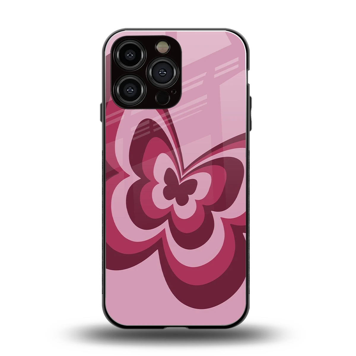 Y2K Magenta Butterfly back phone cover | glass case for iphone 15 pro max