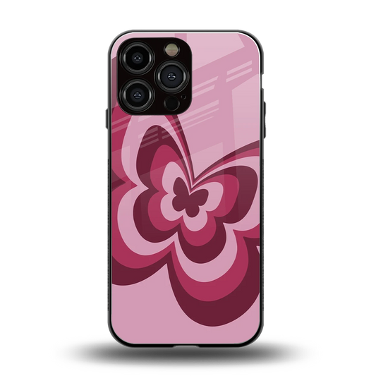 Y2K Magenta Butterfly back phone cover | glass case for iphone 15 pro max