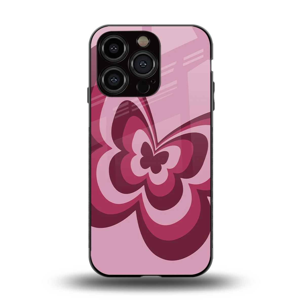 Y2K Magenta Butterfly back phone cover | glass case for iphone 15 pro