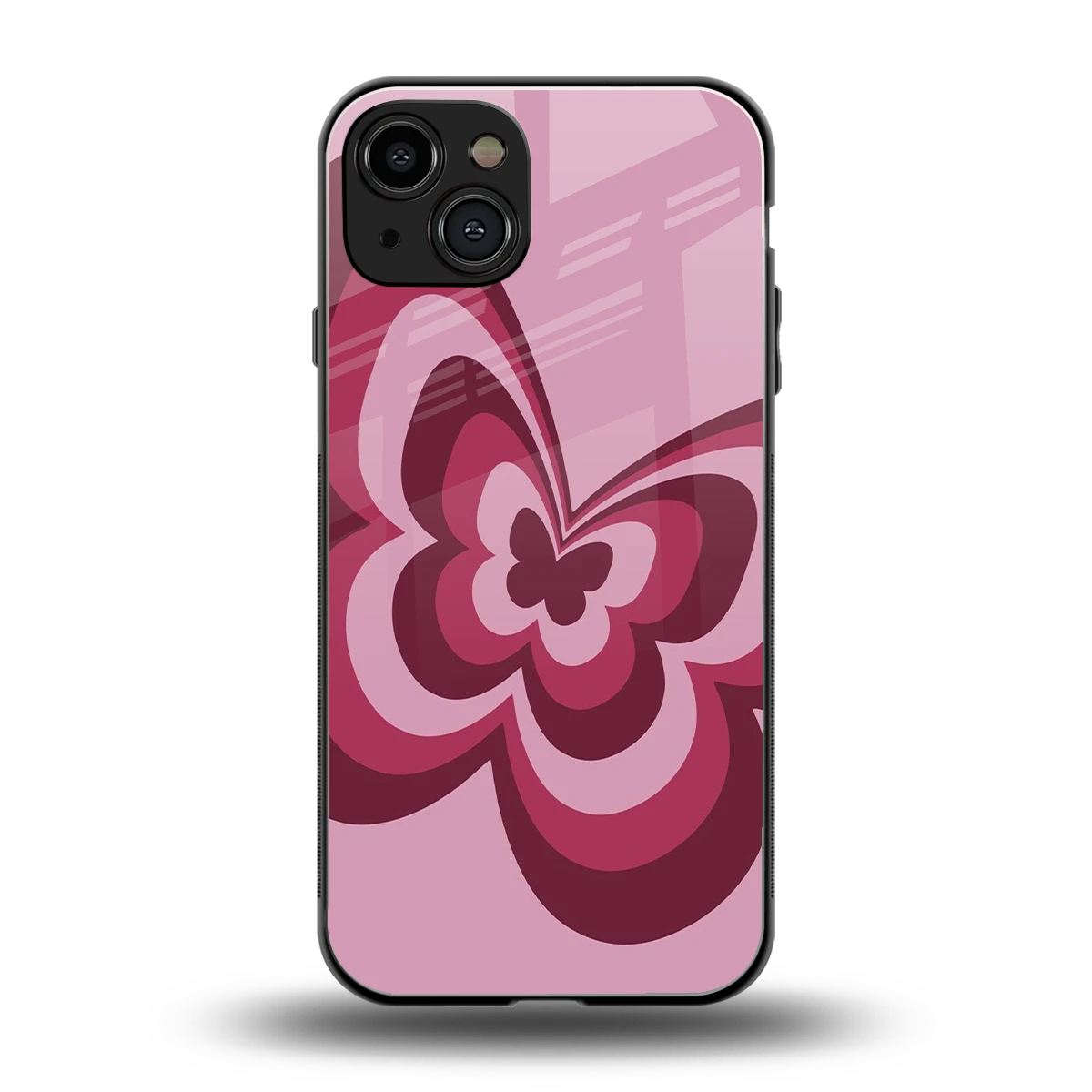 Y2K Magenta Butterfly back phone cover | glass case for iphone 15