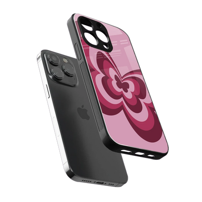 Y2K Magenta Butterfly sleek iphone 15 pro cover with tempered glass back and TPU edges