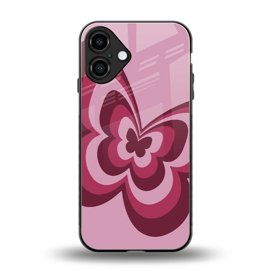 Y2K Magenta Butterfly back phone cover | glass case for iphone 16 plus