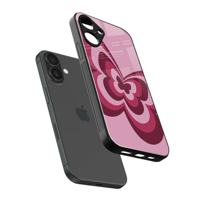 Y2K Magenta Butterfly sleek iphone 16 plus cover with tempered glass back and TPU edges