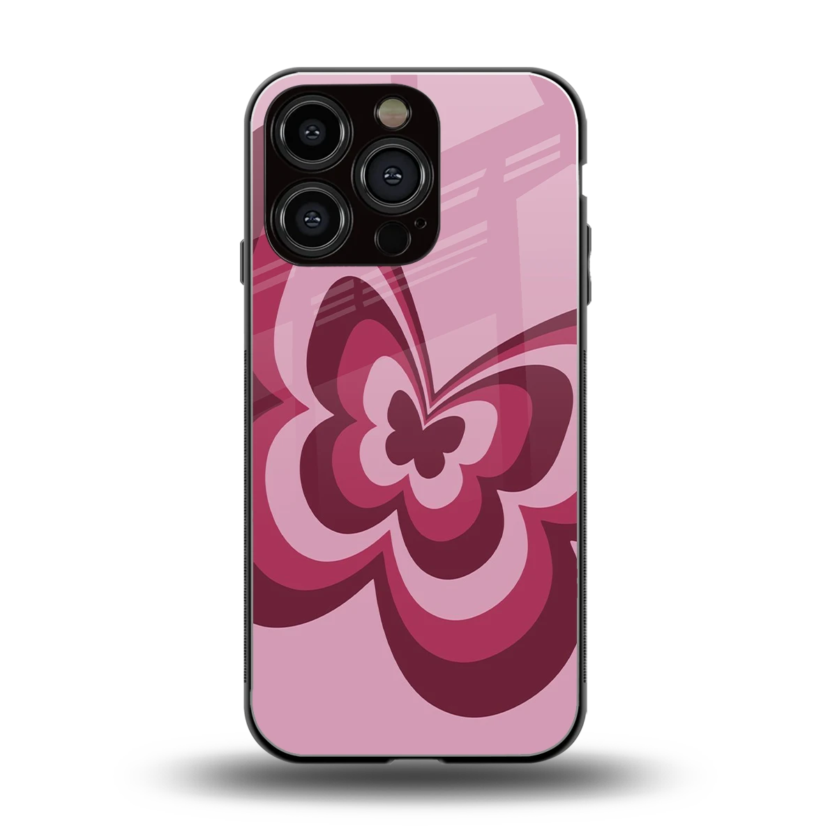 Y2K Magenta Butterfly back phone cover | glass case for iphone 16 pro