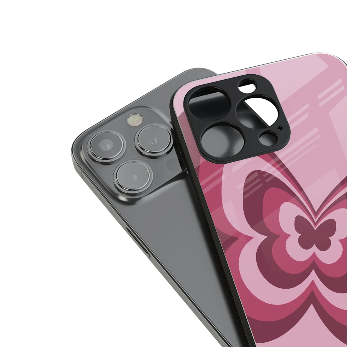 Y2K Magenta Butterfly stylish phone case for iphone 15 pro | glossy glass and slim fit