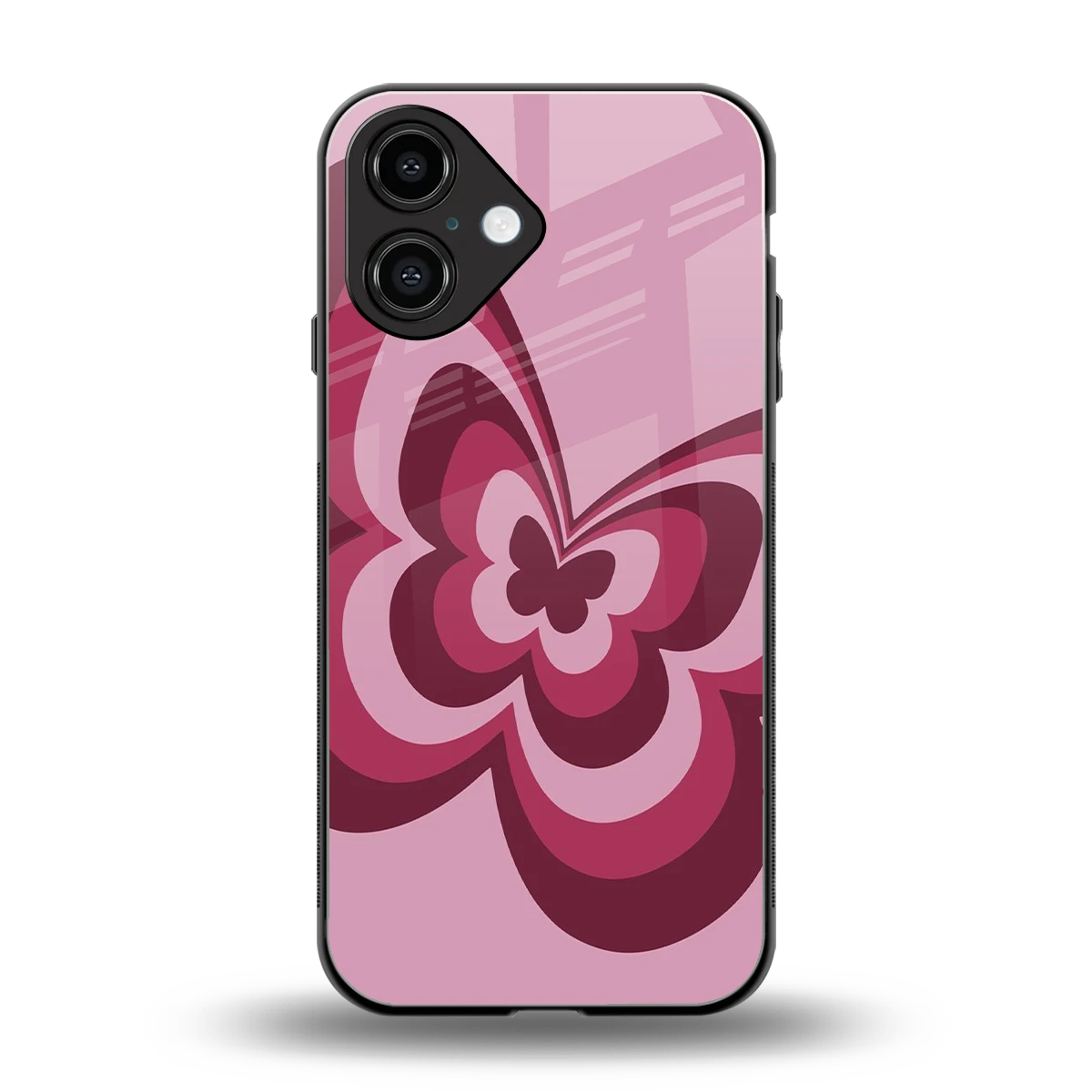 Y2K Magenta Butterfly back phone cover | glass case for iphone 16