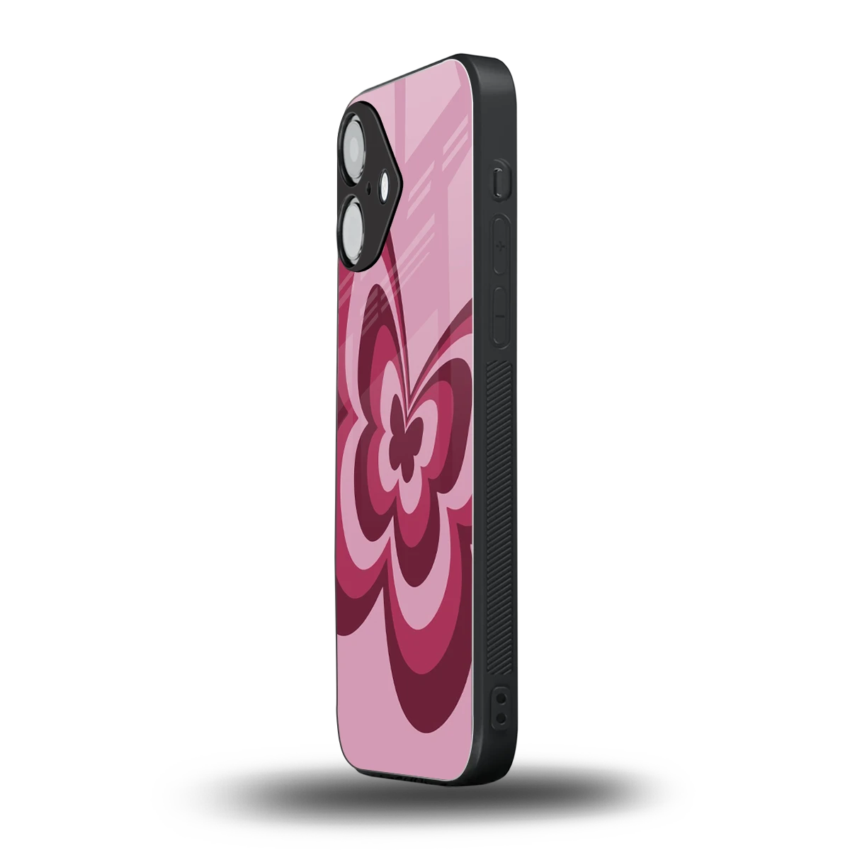 Y2K Magenta Butterfly iPhone 16 mobile cover | shockproof glass phone case