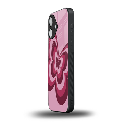 Y2K Magenta Butterfly iPhone 16 mobile cover | shockproof glass phone case