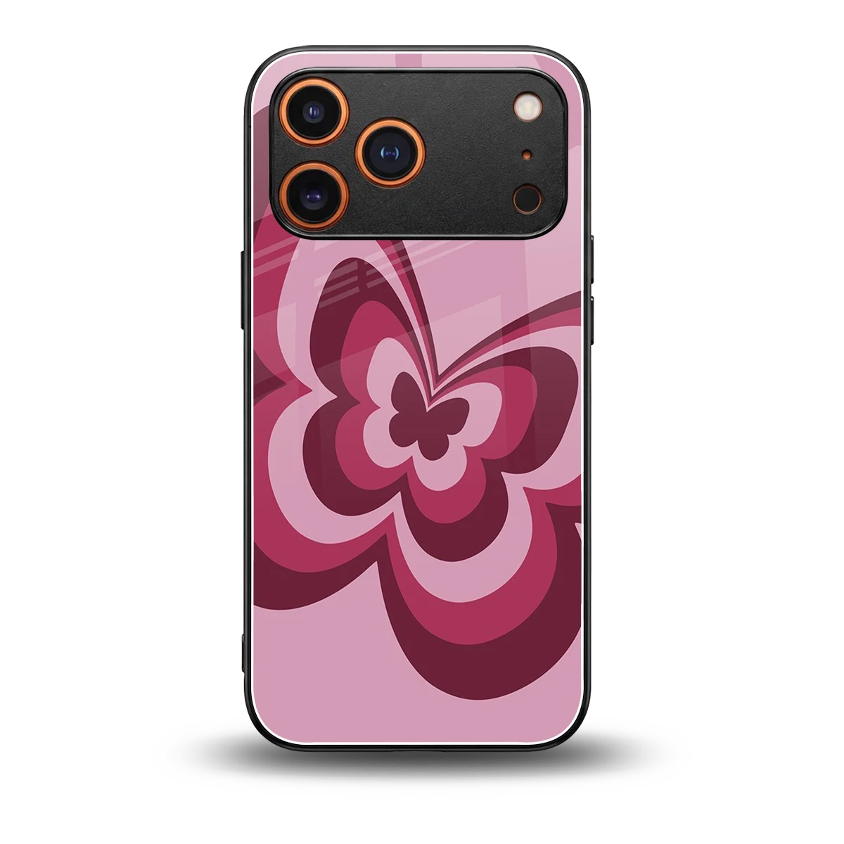 Y2K Magenta Butterfly back phone cover | glass case for iphone 17 pro