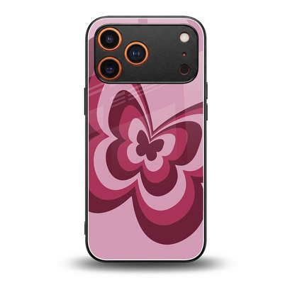 Y2K Magenta Butterfly back phone cover | glass case for iphone 17 pro