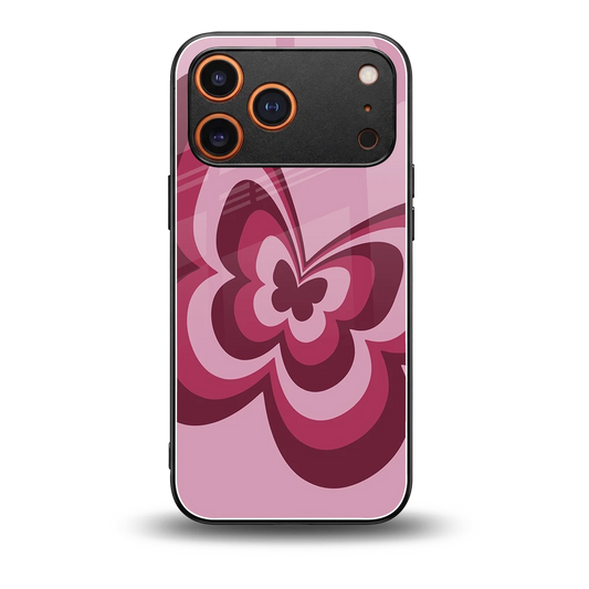 Y2K Magenta Butterfly back phone cover | glass case for iphone 17 pro max