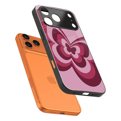 Y2K Magenta Butterfly sleek iphone 17 pro cover with tempered glass back and TPU edges