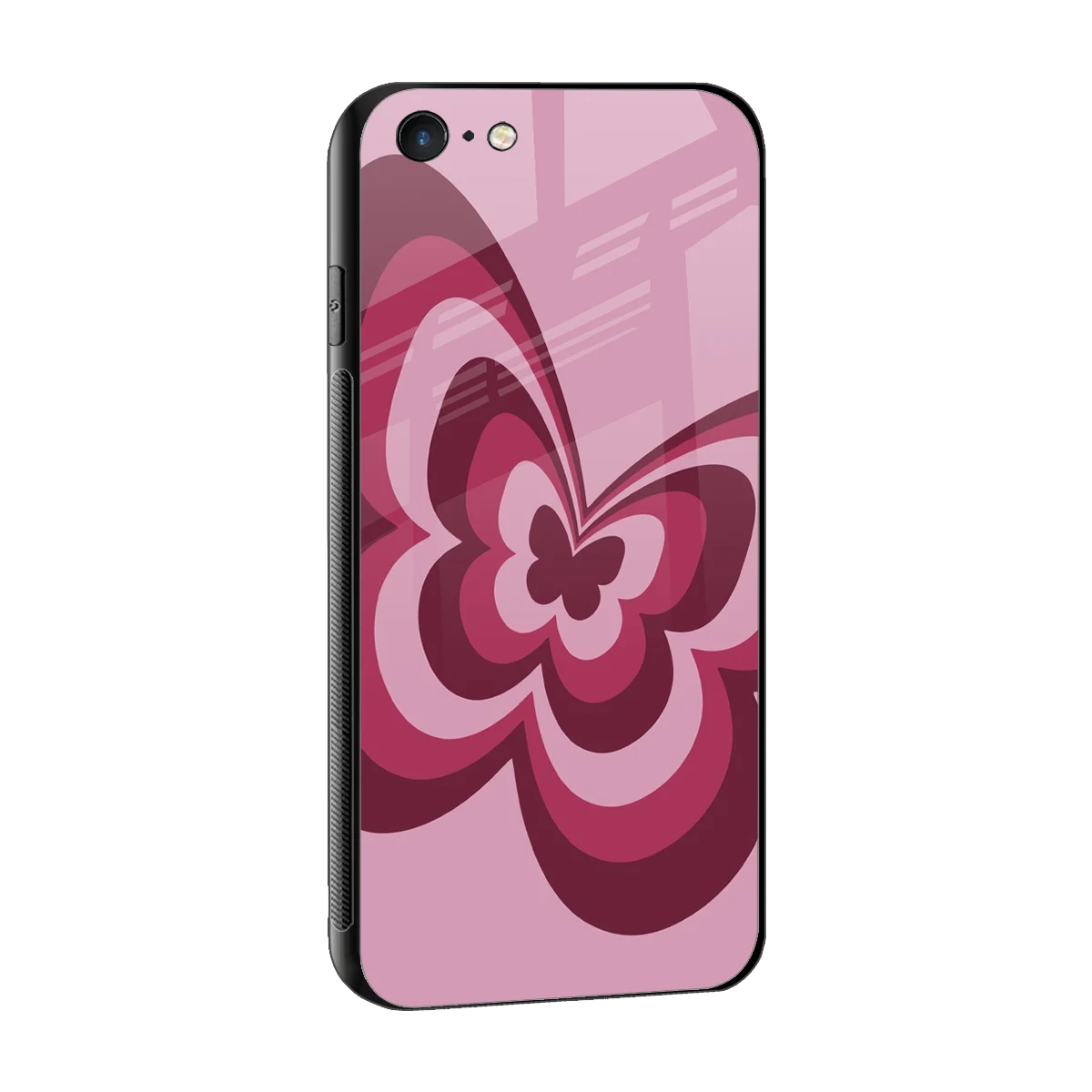 Y2K Magenta Butterfly sleek iphone 6 cover with tempered glass back and TPU edges