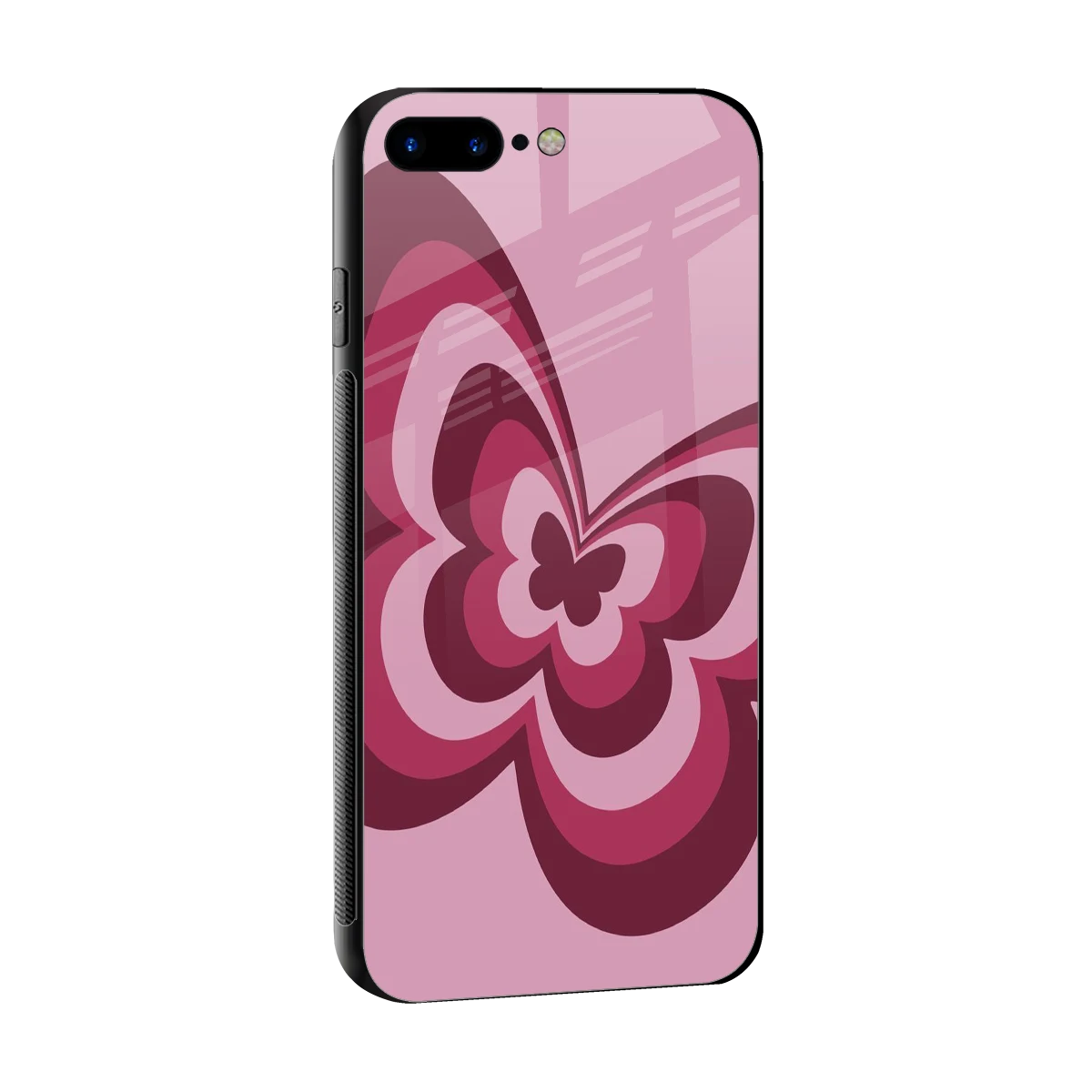 Y2K Magenta Butterfly sleek iphone 8 plus cover with tempered glass back and TPU edges